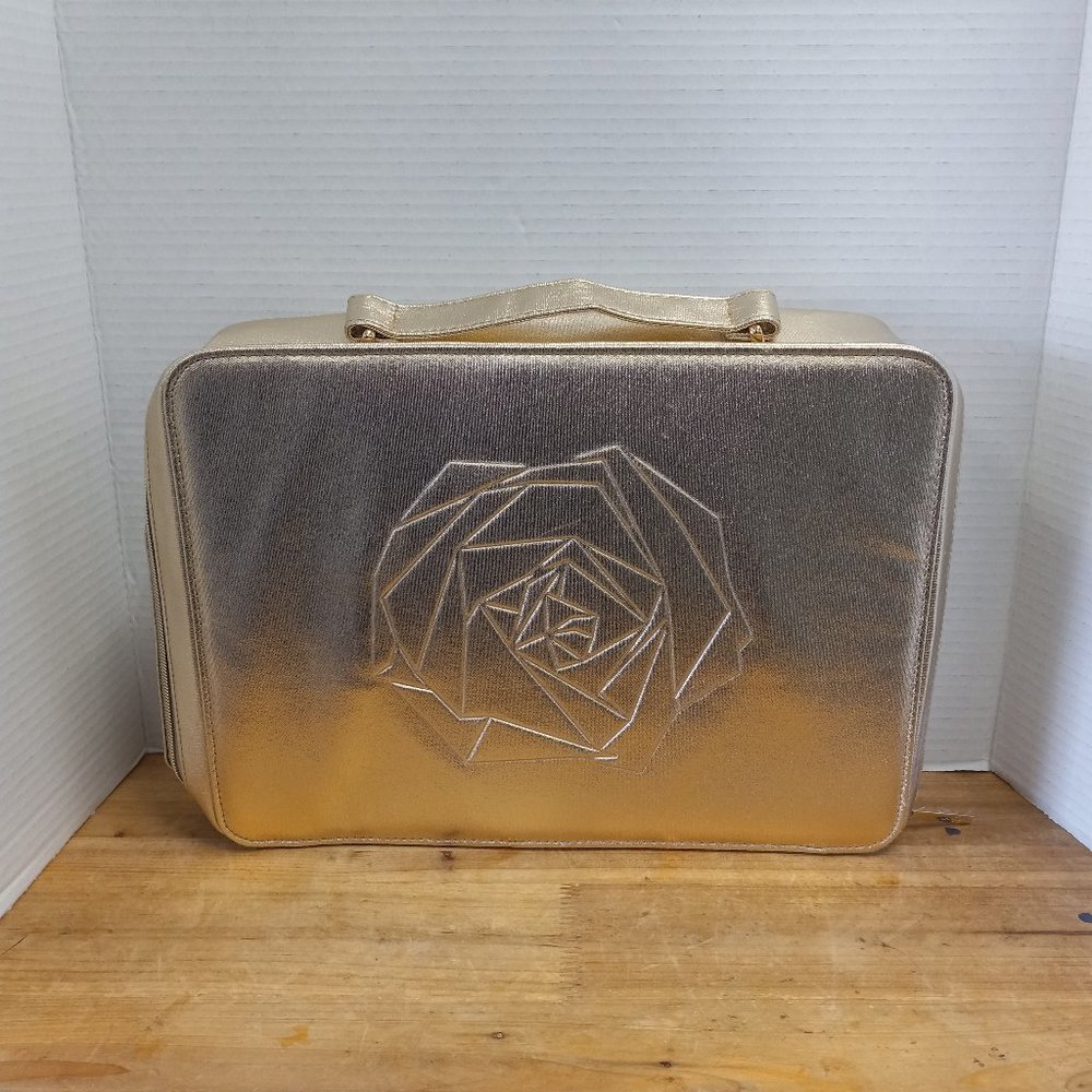 Lancome Cosmetics Bag Gold with Rose Never Used